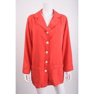 Sleeper Womans Lounge Pajama Top PJS Shirt Size L Red  Button Front NWT